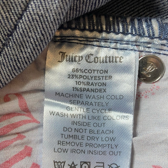 Juicy Couture Kids Mid Rise Straight Jean Girls Size 10 Pink Tint Denim Stretch - Picture 7 of 7